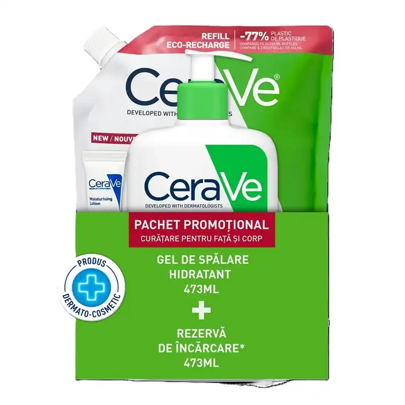 Bestseller PACHET PROMO GE DE SPALARE HIDRATANT 473ML+REZERVA DE INCARCARE 473ML+LOTIUNE HIDRATANTA 3ML CERAVE