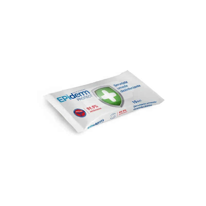 Servetele umede antibacteriene, 15 bucati, Epiderm Chilipir
