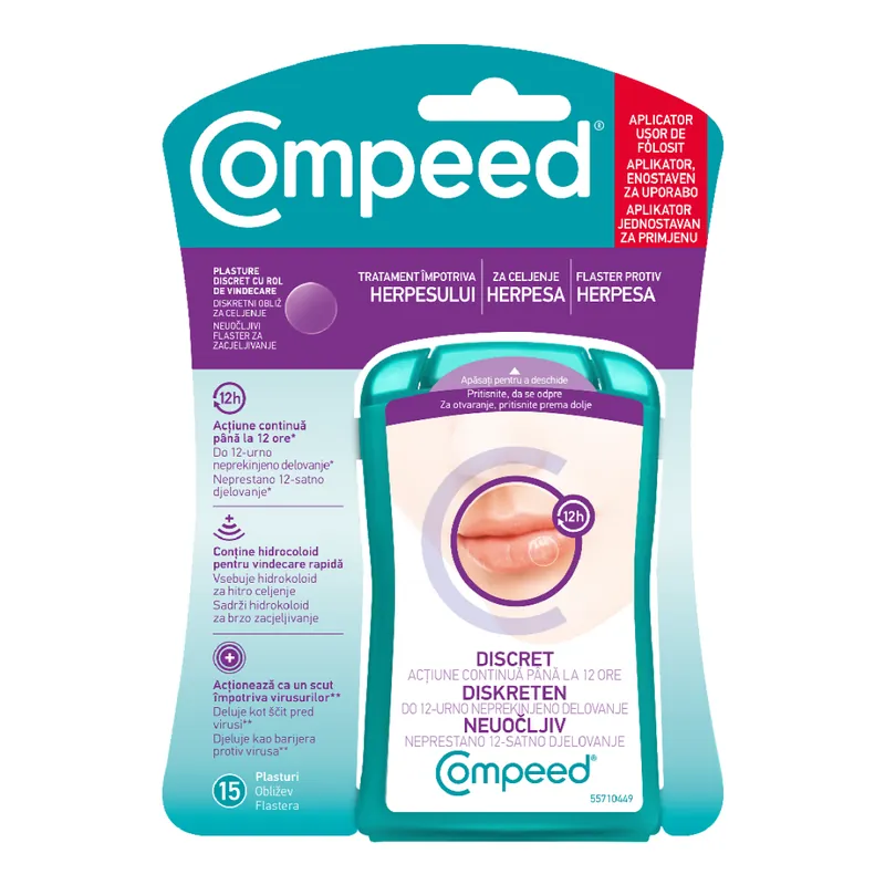 Plasturi tratament pentru herpes, 15 plasturi, Compeed Doar azi