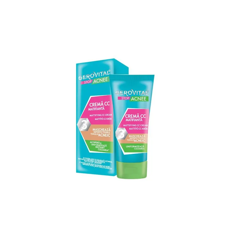 Cel mai vândut Crema CC matifianta Stop Acnee, 30ml, Gerovital