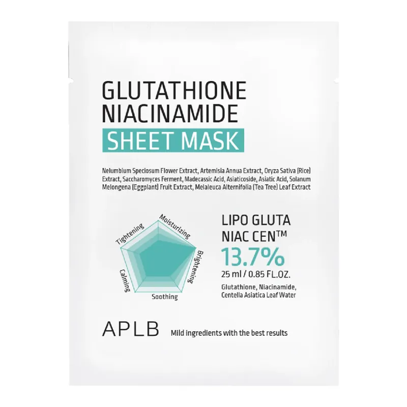 Reducere de preț Masca tip servetel cu Glutathione si Niacinamide, 25 ml, APLB