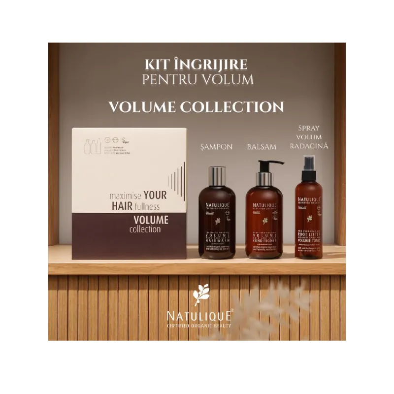 Calitate înaltă Set Sampon, Balsam si Spray Volume Collection, Natulique