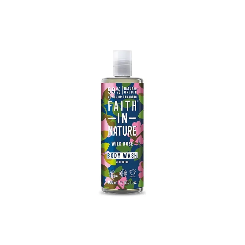 Faith in Nature Gel de dus natural, hidratant cu trandafir salbatic, 400 ml Retur gratuit