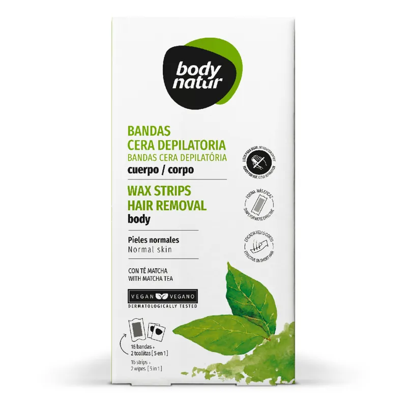 Benzi depilatoare pentru corp, 16 benzi+2 servetele post-epilare, Body Natur Discount