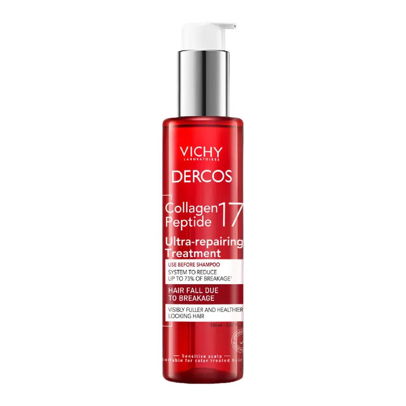 Retur gratuit Tratament ultra-reparator cu peptide Pro-Colagen si acid citric Dercos Collagen 17 Filler, 150 ml, Vichy