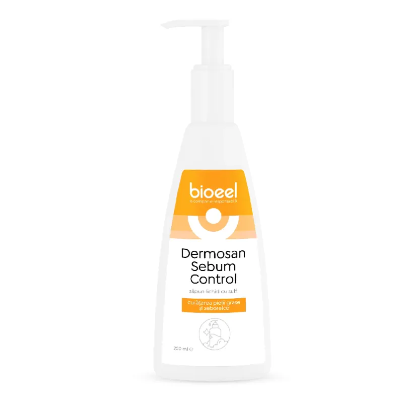 Sapun lichid cu sulf Dermosan Sebum Control, 200 ml, Bioeel Chilipir