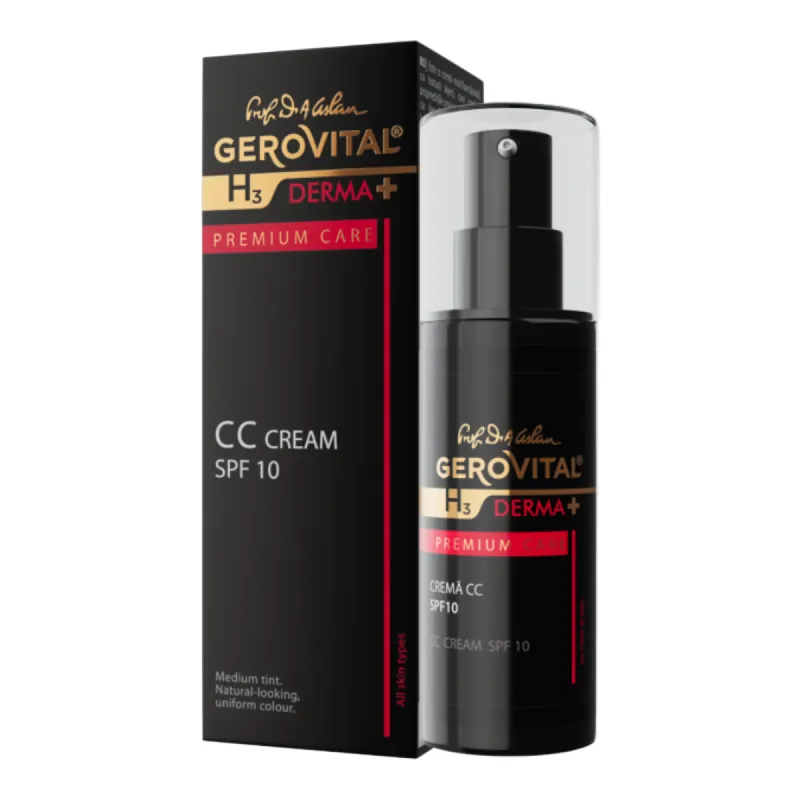 Crema CC SPF10 H3 Derma+ Premium Care, 30 ml, Gerovital Ofertă