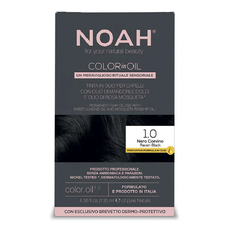 Ultima șansă Vopsea de par permanenta fara amoniac, 1.0 Negru Intens, Color in Oil, 135 ml, Noah