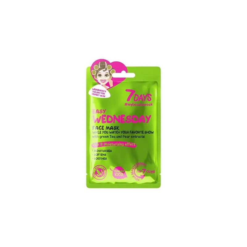 7DAYS Masca de Fata Easy Wednesday cu Ceai Verde si Pere, 28g Chilipir