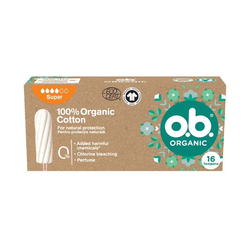 Plată securizată Tampoane Organic Super, 16 bucati, OB