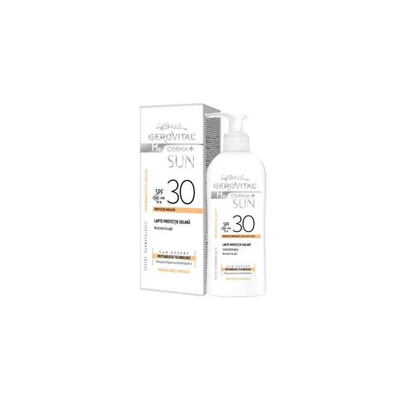 Lapte protectie solara SPF 30 H3 Derma+ Sun, 150 ml, Gerovital Ofertă limitată