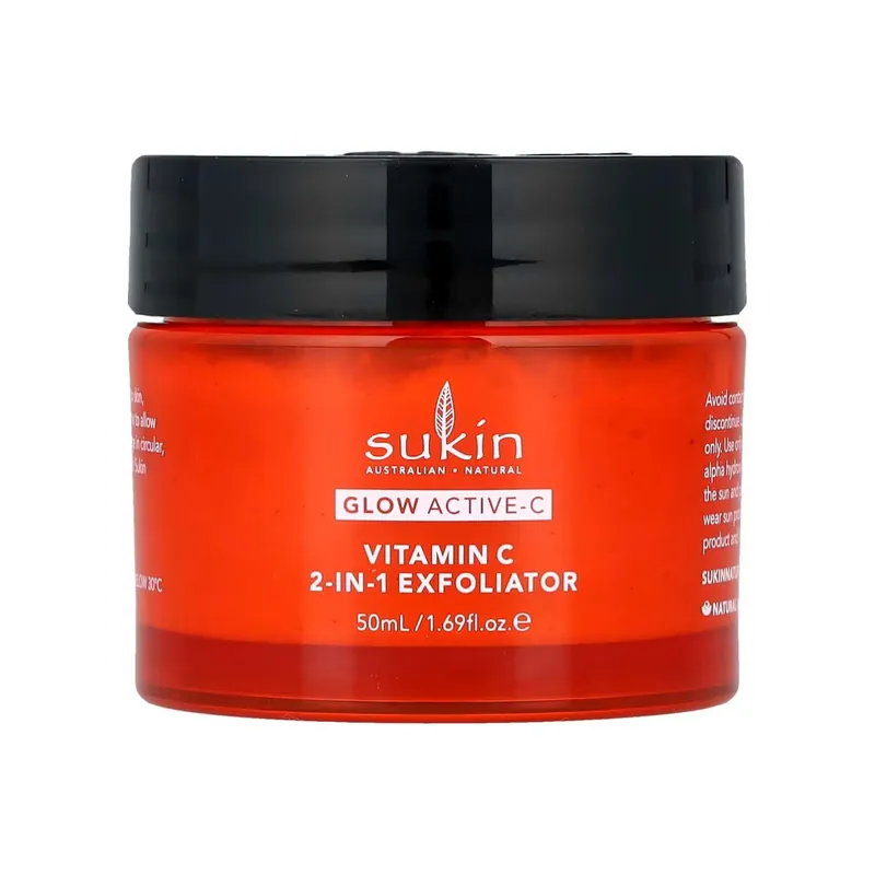 Ofertă de sezon Sukin Glow Active-C 2-in-1 Exfoliator, exfoliant 2-in-1 cu vitamina C 50 ml