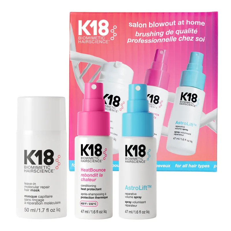 Ultima șansă Set protectie termica si coafat K18 Salon Blowout at Home 50ml+ 2x47ml
