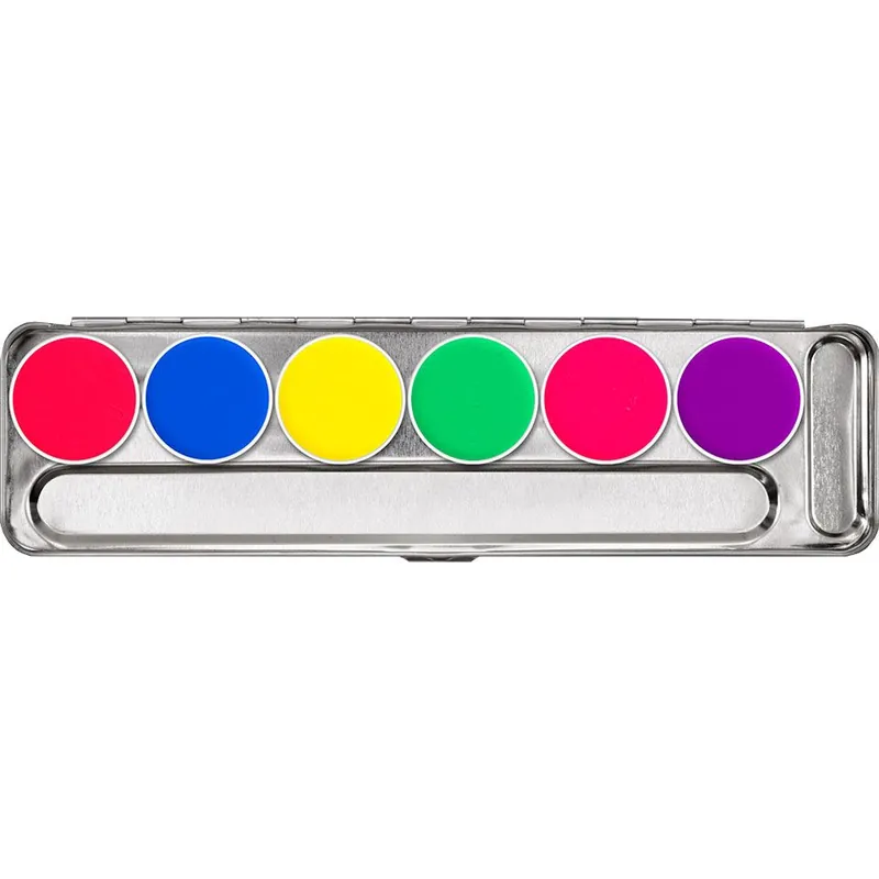 Paleta fard Kryolan Aquacolor UV Dayglow 6 culori 20ml Ofertă exclusivă
