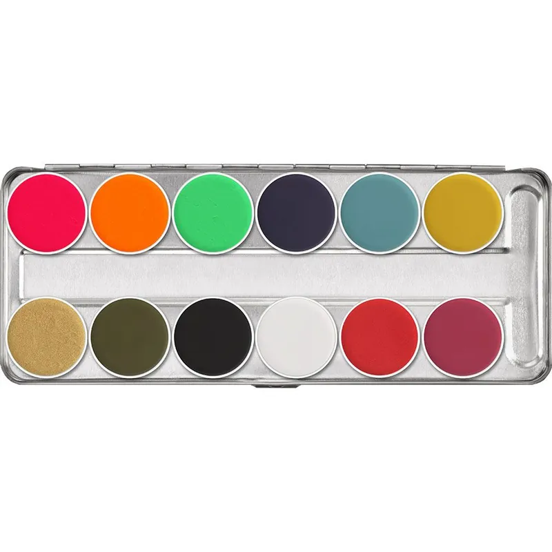 Paleta make up Kryolan Aquacolor F 12 culori pentru fata si corp 40ml Noutate