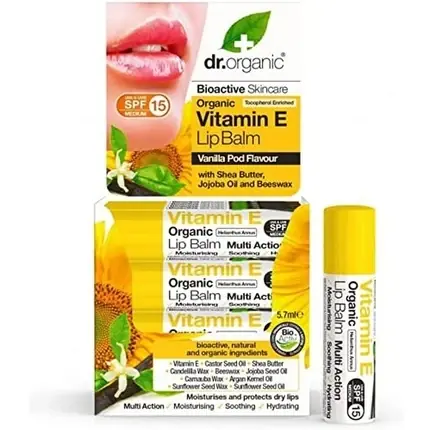 Balsam de buze, Dr Organic, vitamină E, 7ml Cumpărături sigure