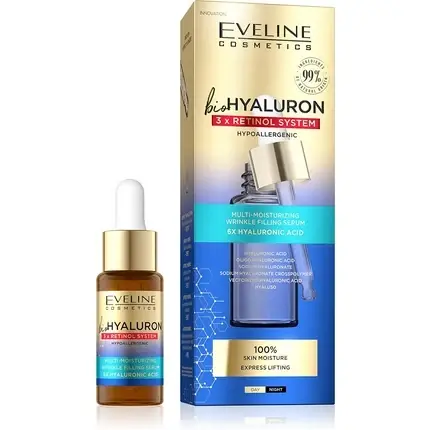 Ser bio hidrant multi, Eveline Cosmetics, Biohyaluron 3x Retinol, 18ml Doar azi
