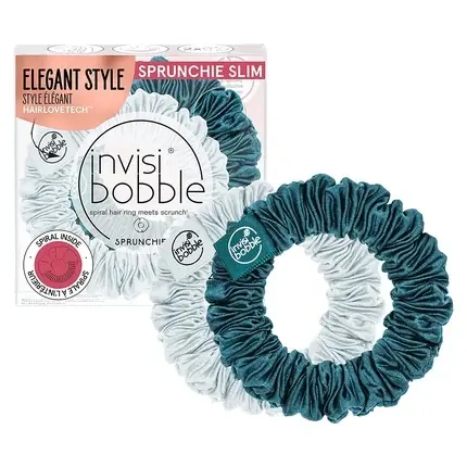 Elastic păr Invisibobble Slim, verde gri, 2 bucăți Chilipir