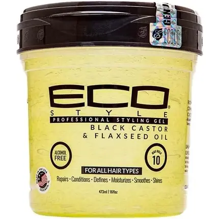 Reducere extra Gel păr, Eco Styler, cu ulei de ricin și semințe in, negru, 473ml