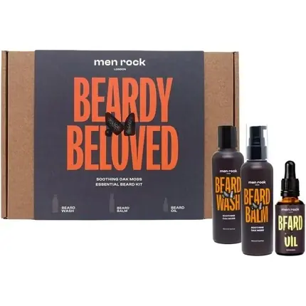 Set ingrijire barba, Men Rock, Wash, Balsam si Ulei, aroma muschi de stejar Cumpără online