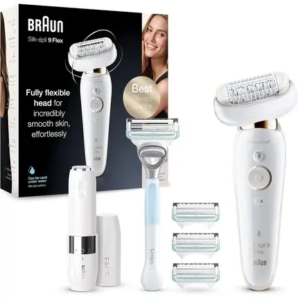 Cel mai vândut Epilator Braun Silk-épil 9 Flex, cap flexibil, fără fir