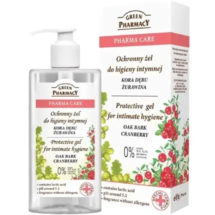 Gel spumant intim, Green Pharmacy, cu extract de merișor și scoarță de stejar, 300ml Preț redus