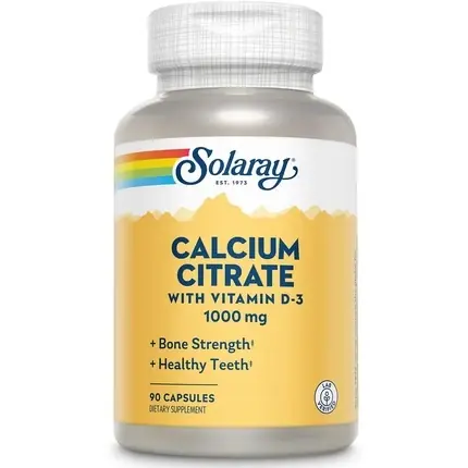 Ofertă specială Supliment, Solaray, Calcium Citrate 1000mg cu Vitamina D-3, 90 capsule