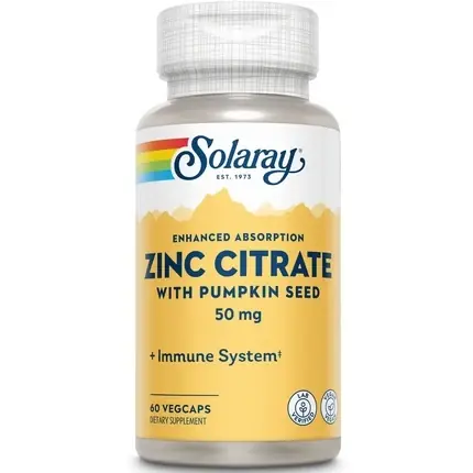 Minerale, Solaray, Zinc Citrate, semințe dovleac, 50 mg, 60 capsule Nu rata