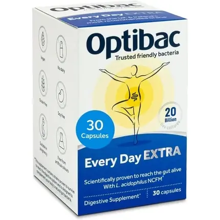 Supliment Digestiv, Optibac, Every Day Extra, 30 Capsule, Vegan Lichidare de stoc