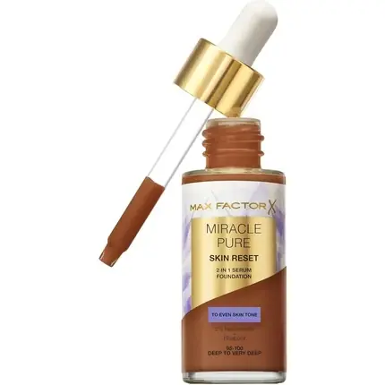Fond de ten Max Factor Miracle Pure Deep to Very Deep, 2% Niacinamide, Maro Reducere