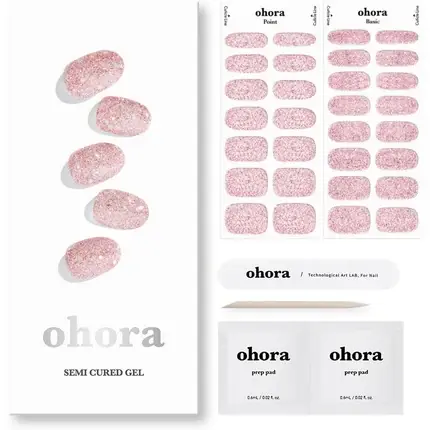 Reducere extra Benzi unghii gel Ohora Pixie Dust, roz, kit complet