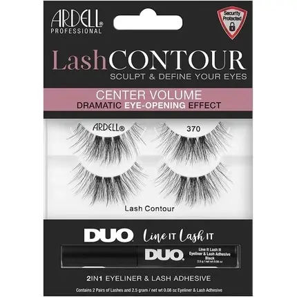 Gene False Ardell Lash Contour 370, Negru, 2 Perechi Premium