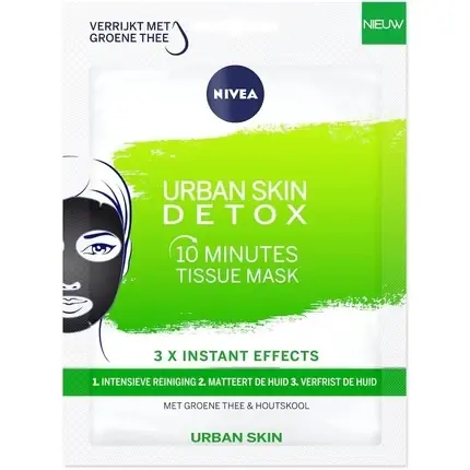 Ofertă specială Masca textilă, Nivea, Urban Skin Detox, alb-verde