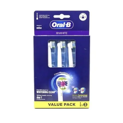 Capete Periuță Oral-B 3D White, Alb, Set 3 bucăți Popular