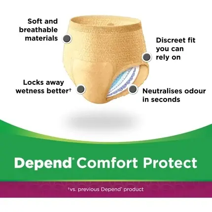 Pantaloni Incontinență, Huggies, Depend Comfort Protect, crem Mai ieftin
