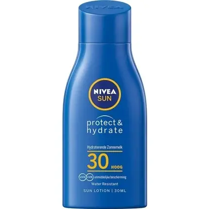 Ofertă de sezon Lapte de plajă, Nivea, Sun Protect & Hydrate, albastru, 30ml