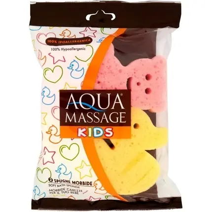 Set Bureți Baie Aqua Massage Kids, hiperalergenici, multicolori Calitate înaltă