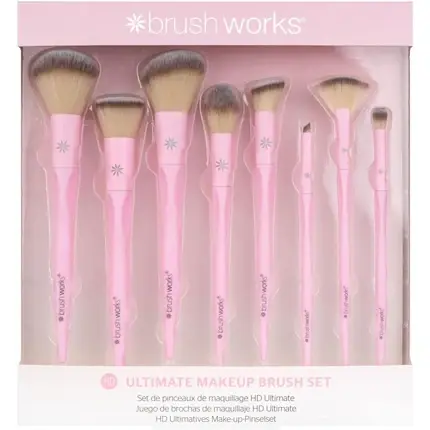 Disponibil imediat Set Pensule Machiaj, Brushworks, HD Ultimate, roz
