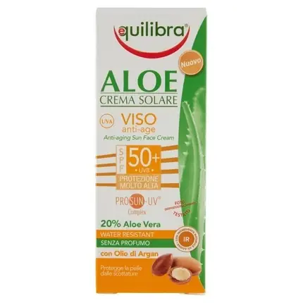 Plată sigură Cremă solară față, Equilibra, Aloe Anti-Age SPF50+, 75ml