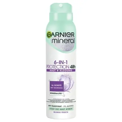 Deodorant, Garnier Mineral, 6-in-1, verde, 150ml Ofertă limitată