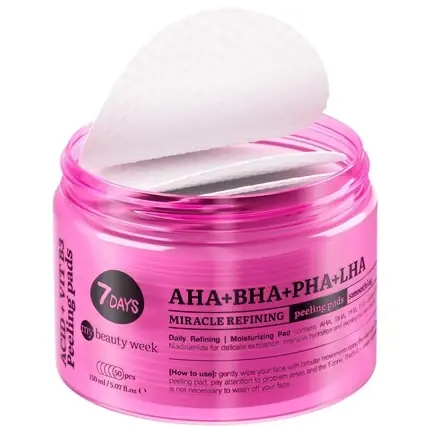 Calitate înaltă Dischete Peeling, 7days, AHA+PHA, Roz