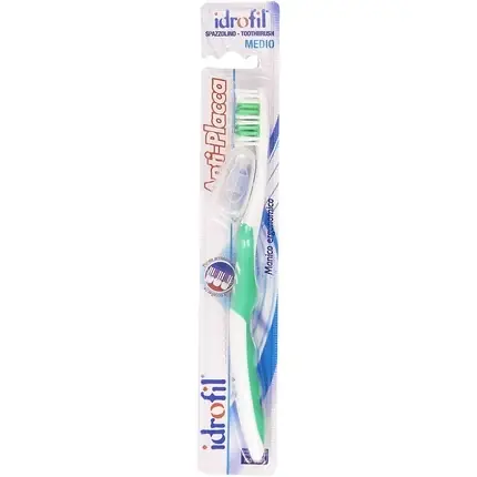 Plată sigură Periuță de dinți Idrofil Medio verde, mâner ergonomic