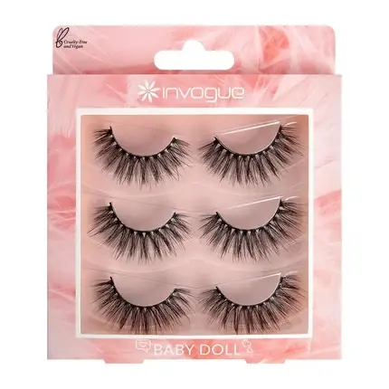 Gene False Invogue Baby Doll, Set 3 Perechi, Negru Livrare expres