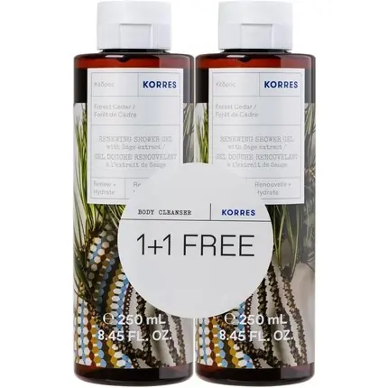 Bestseller Gel de duș, Korres, Forest Cedar, 250ml, set 2 bucăți