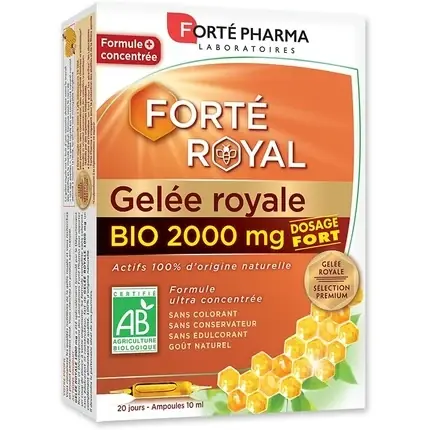 Supliment Forté Pharma Royal Jelly BIO 2000mg, 20 fiole, ambalaj portocaliu Bestseller