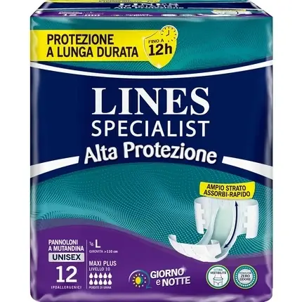 Ofertă exclusivă Scutece Incontinență, Lines Specialist, Maxi Plus, L, Pachet 12