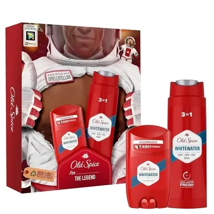 Nu rata Set cadou, Old Spice, Whitewater, deodorant stick și gel de duș 3-în-1, roșu