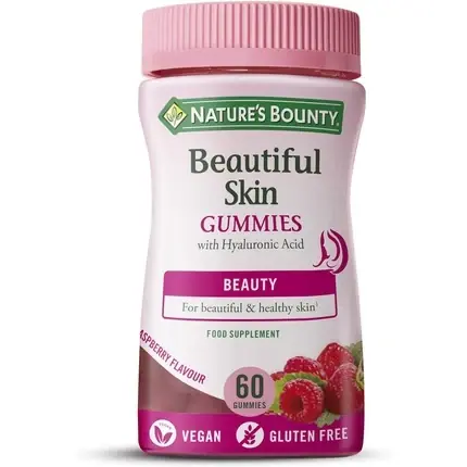 Gummy, Nature‘s Bounty, Beautiful Skin, zmeură, vegan Noutate