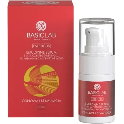 Ser antirid, Basiclab Dermocosmetics, retinol, Q10, 15ml Chilipir