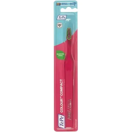 Reducere de preț Periuță dinți, TePe, Colour Compact, extra soft, roz